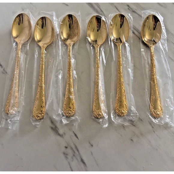 Wm. Rogers & Son Other - WM Rogers & Son Gold Plated Teaspoons Lot of 6 Enchanted Rose 6" New! FFF HHH